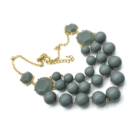 Gray Bubble Statement Necklace Goldtone - Picture 3 of 6